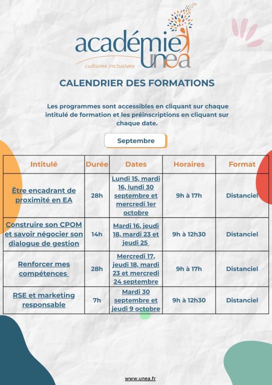 Communication formations Académie septembre 2025
