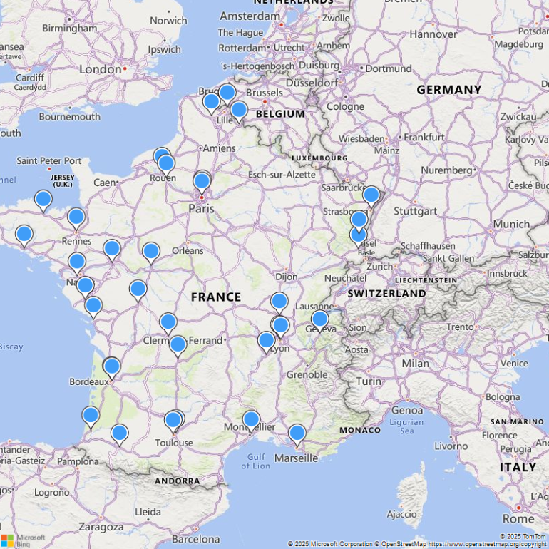 L'ensemble des EATT sur le territoire métropolitain
