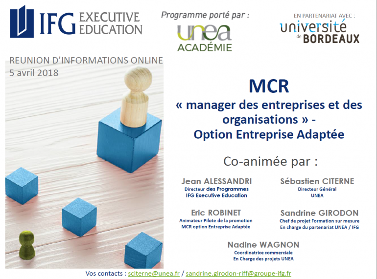 MCR Manager des entreprises et des organisations - option Entreprise Adaptée