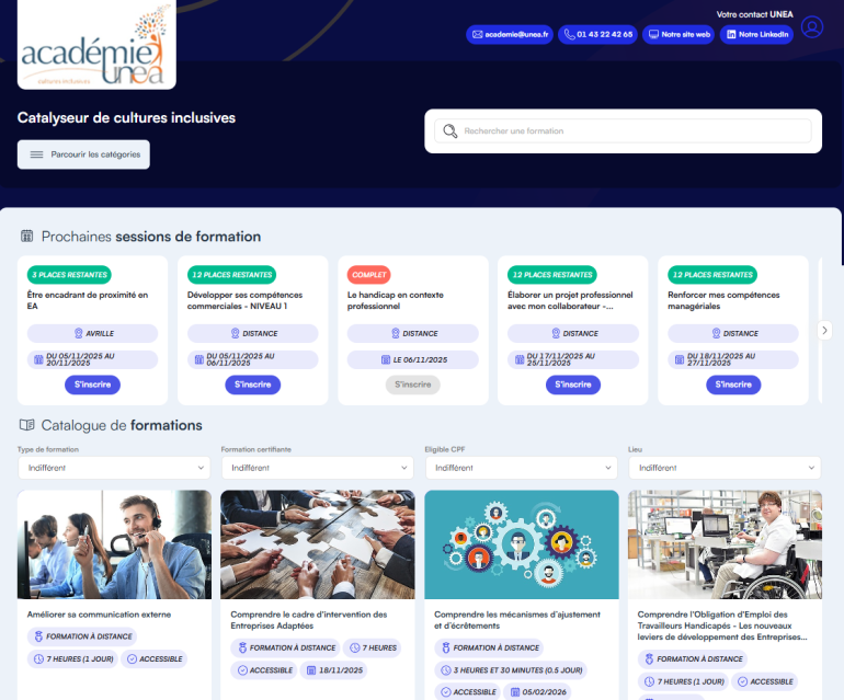 Visuel du site de l'académie UNEA