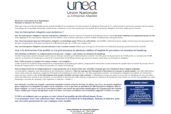 Lettre ouverte au Président de la République et à la Ministre du Travail